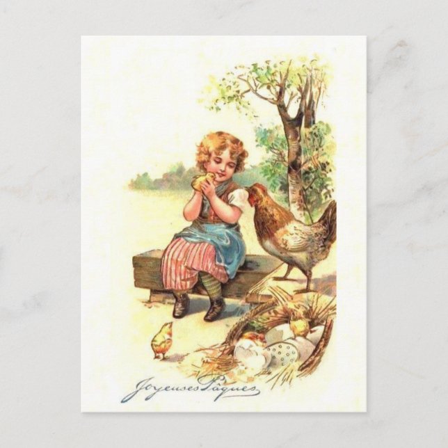 Vintage Retro French Easter Card (Front)