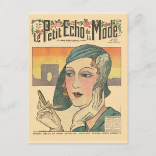 Vintage, retro French fashion, Echo de Monde cover Postcard