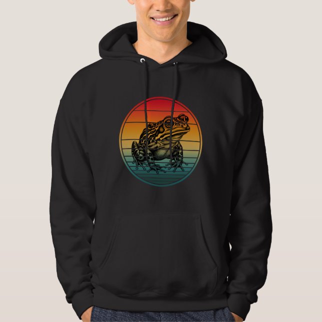 Vintage Retro Frog Amphibian Toad Hoodie (Front)