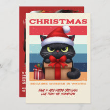 Vintage Retro Funny Cat Retro Christmas Photo