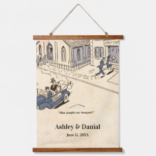 Vintage Retro Funny Old Couple 50s Rustic Wedding Hanging Tapestry