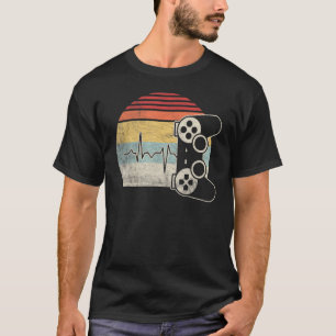 Vintage Retro Gamer Heartbeat Video Games Gaming E T-Shirt