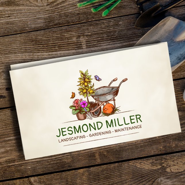 Vintage Retro Gardening Services Business Card (Creator Uploaded)