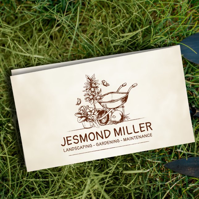 Vintage Retro Gardening Services Business Card (Creator Uploaded)