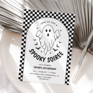 Vintage Retro Ghost Halloween Birthday Invitation
