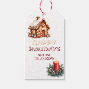 Vintage Retro Gingerbread House Holiday Gift Tag