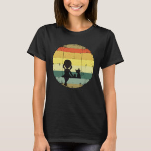 Vintage Retro Girl And Cat Swing Chair Love Gif T-Shirt