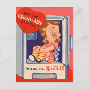 Vintage Retro Girl In Fridge Valentine Card