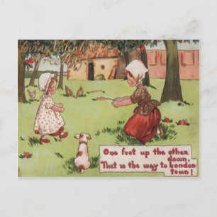 Vintage Retro Girls & Dog Valentine Card