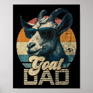 Vintage Retro Goat Dad Best Goat Daddy Funny Fathe Poster