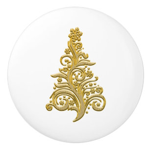 Vintage Retro Gold Christmas Tree Knob