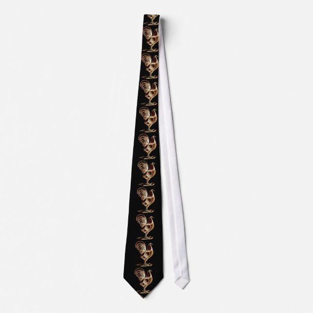 Vintage Retro Golden Rooster Altered Light Design Tie (Front)
