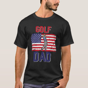 Vintage Retro Golf Dad Player American Flag Father T-Shirt