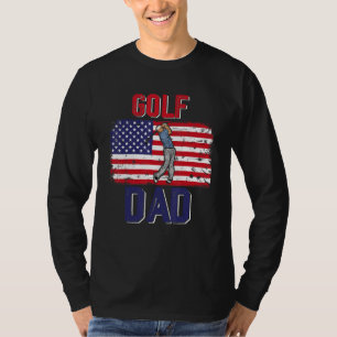 Vintage Retro Golf Dad Player American Flag Father T-Shirt