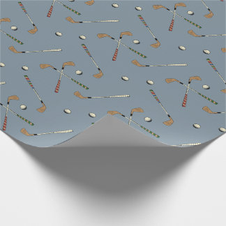 Vintage Retro Golf Golfer Clubs Balls Pattern Blue Wrapping Paper