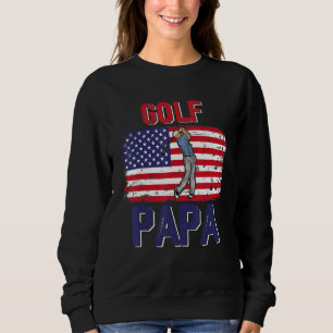 Vintage Retro Golf Papa Player American Flag Fathe Sweatshirt