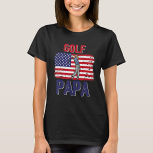 Vintage Retro Golf Papa Player American Flag Fathe T-Shirt