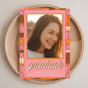 Vintage Retro Graduate Photo Graduation Invitation Postcard