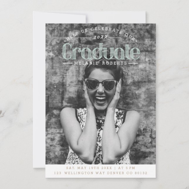 Vintage Retro Graduation Party | Photo Invitation (Front)