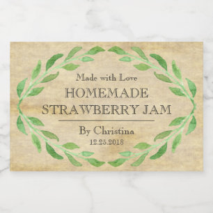 Vintage Retro & Greenery Leaf Jar Lables - Custom Food Label