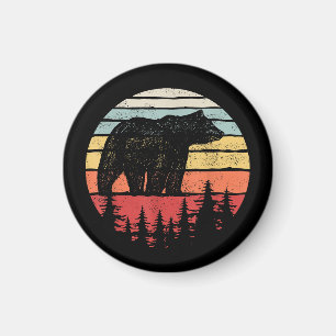 Vintage Retro Grizzly Bear Magnet