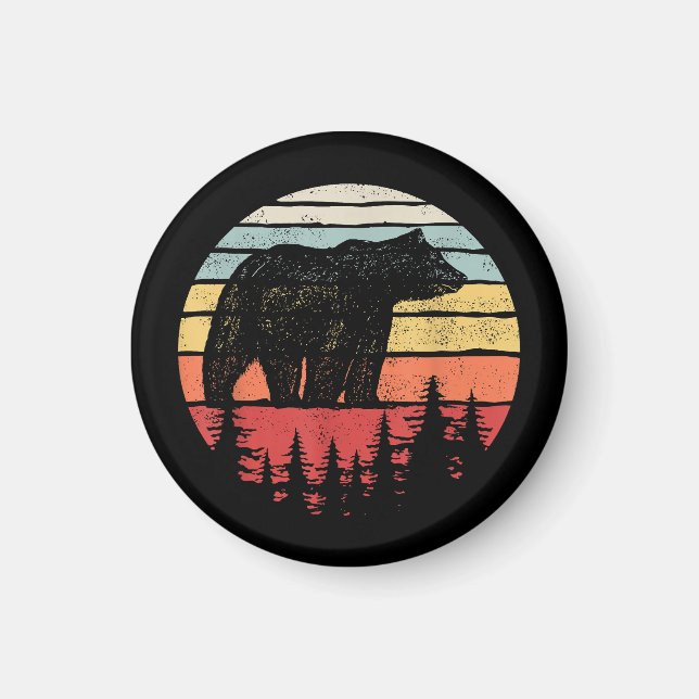 Vintage Retro Grizzly Bear Magnet (Front)