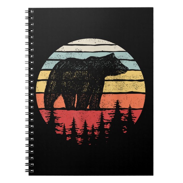 Vintage Retro Grizzly Bear Notebook (Front)