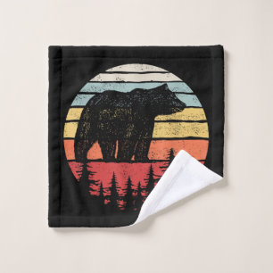 Vintage Retro Grizzly Bear Wash Cloth
