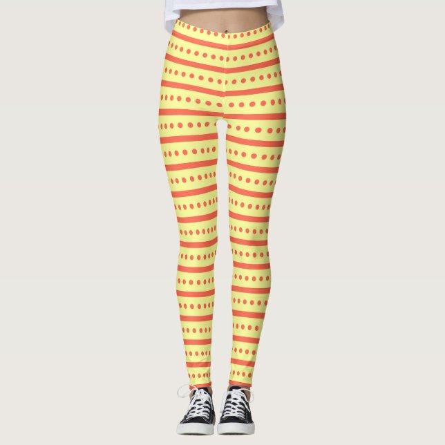 VINTAGE RETRO GROOVY YELLOW LEGGINGS (Front)