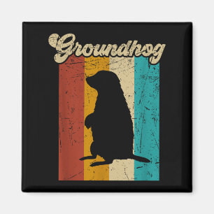 Vintage Retro Groundhog For Groundhog Day Men Wome Magnet