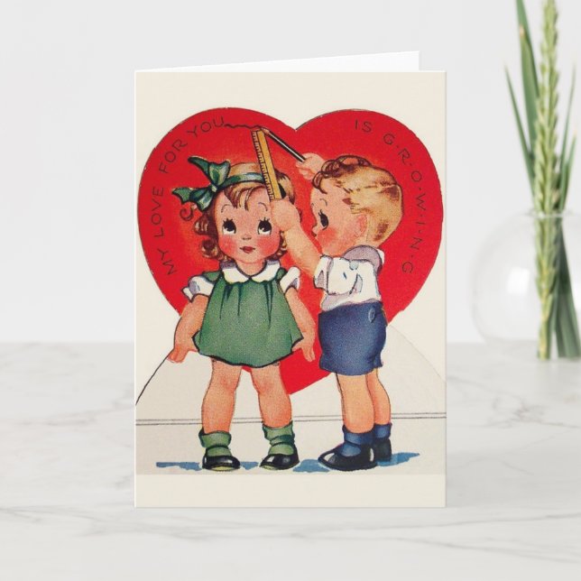 Vintage / Retro Growing Love Valentine Holiday Card (Front)