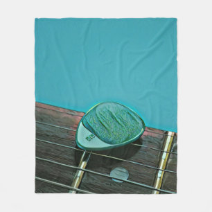 Vintage retro guitar artwork for guitarist fleece blanket