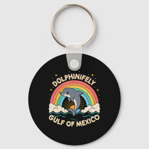 Vintage Retro Gulf Of Mexico Funny Dolphin 1  Key Ring