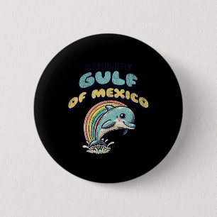 Vintage Retro Gulf Of Mexico Funny Dolphin  6 Cm Round Badge