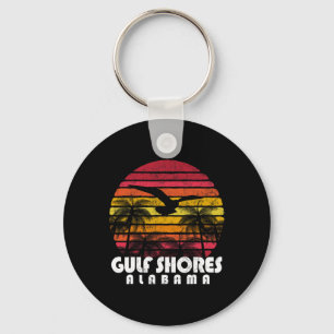 Vintage Retro Gulf Shores Al Alabama Sunset Distre Key Ring