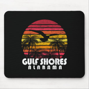 Vintage Retro Gulf Shores Al Alabama Sunset Distre Mouse Pad