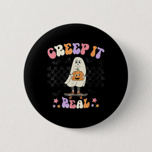 Vintage Retro Halloween Creep it real Ghost Boy Fa 6 Cm Round Badge