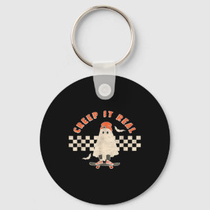 Vintage Retro Halloween Creep It Real Ghost Boy Fa Key Ring