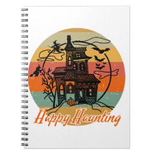 Vintage Retro Halloween Happy Haunting Witches Notebook