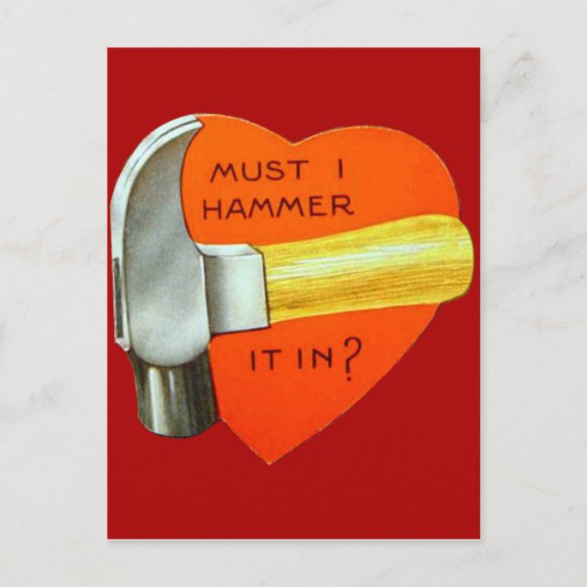 Vintage Retro Hammer Valentine Card (Front)