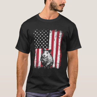 Vintage Retro Hamster Animal Lovers American Flag T-Shirt