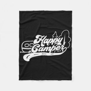 Vintage Retro Happy Camper Camping Outdoors Vacati Fleece Blanket