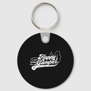 Vintage Retro Happy Camper Camping Outdoors Vacati Key Ring