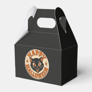 Vintage Retro Happy Halloween Black Cat Favour Box