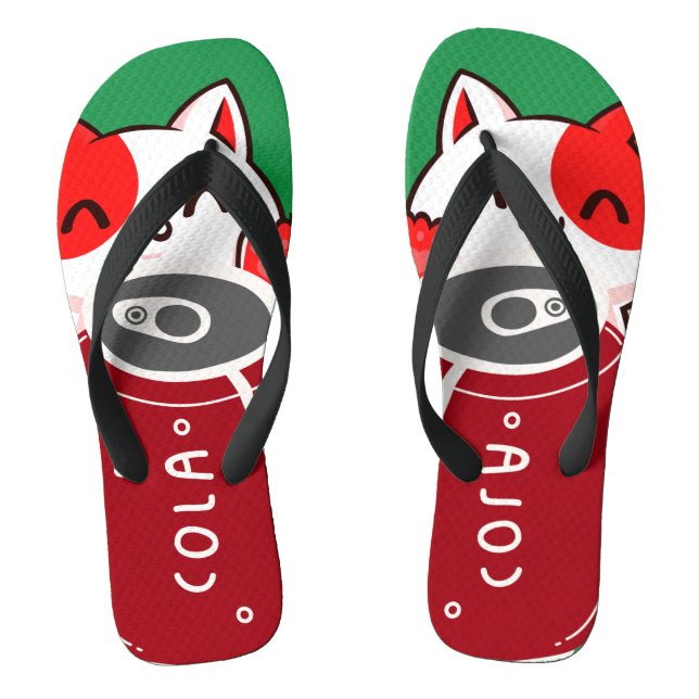 vintage retro happy three cats with cola  jandals (Footbed)