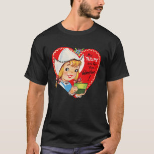 Vintage Retro Happy Valentines Day Card Cute Cowg T-Shirt