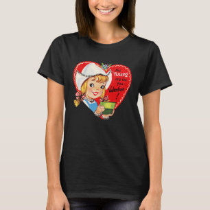 Vintage Retro Happy Valentines Day Card Cute Cowg T-Shirt