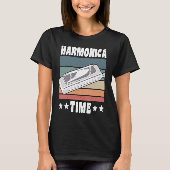 Vintage Retro Harmonica Time  2 T-Shirt (Front)