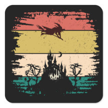 Vintage Retro haunted house Halloween