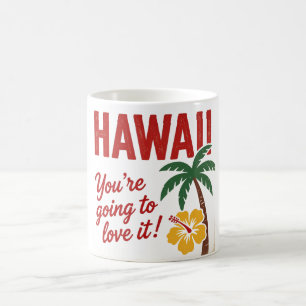 Vintage Retro Hawaiian Islands Travel Illustration Coffee Mug